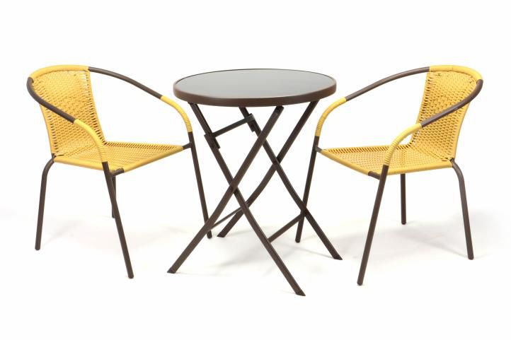Garthen BISTRO 35222 Zahradní set 2 židle + stůl - béžový polyratan Garthen