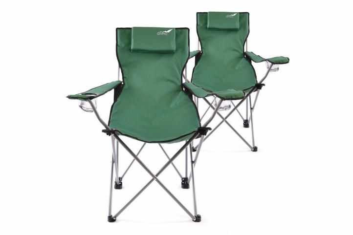 Divero 35943 Sada 2 ks skládací kempingová židle s polštářkem - zelená Divero