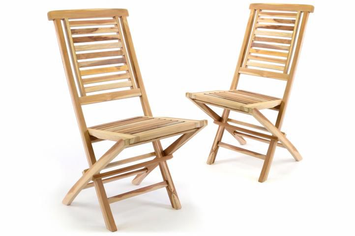 Sada 2 ks zahradní židle skládací DIVERO Hantown z masivního týkového dřeva D41004 Divero