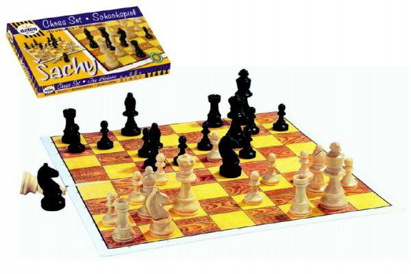 Šachy dřevo společenská hra v krabici 37x22x4cm Teddies