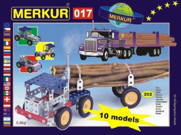 MERKUR Kamion 017 Stavebnice 10 modelů 202ks v krabici 26x18x5cm Teddies
