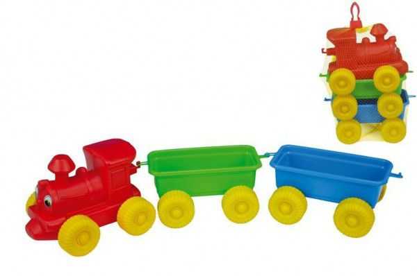 Vlak + 2 vagóny plast 60cm v síťce Teddies
