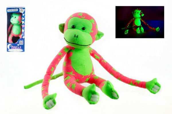 Teddies Opice svítící ve tmě růžovo-zelená Teddies