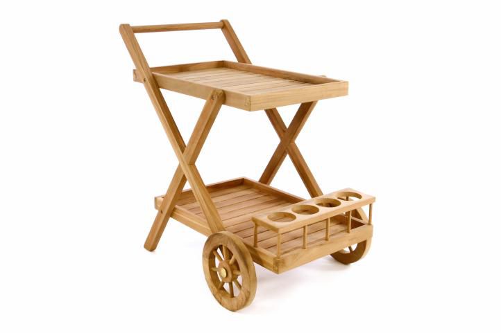 Divero 56087 Servírovací vozík z teakového dřeva Divero