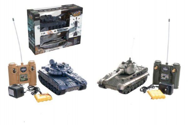 Teddies 58805 Tank RC 2ks 36cm+dobíjecí pack tanková bitva se zvukem se světlem v krabici Teddies