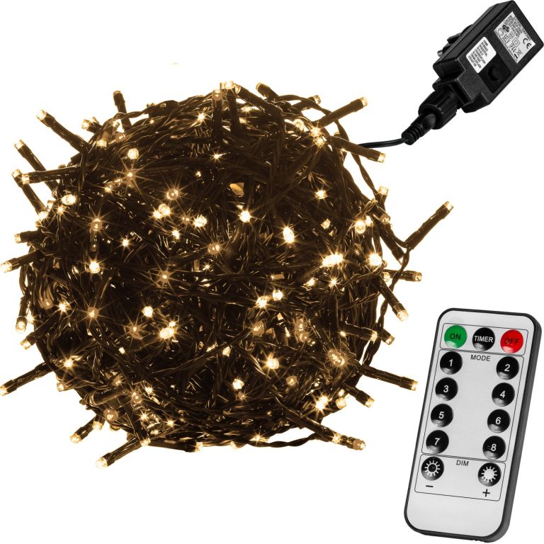 VOLTRONIC® 59754 Vánoční LED osvětlení 5 m - teple bílá 50 LED + ovladač - zelený kabel VOLTRONIC®