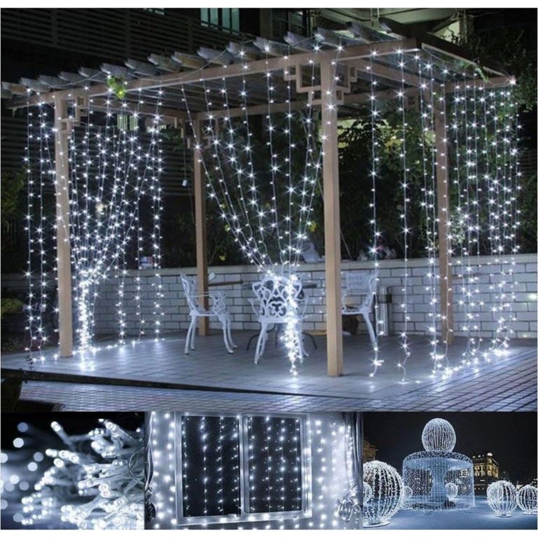Vánoční osvětlení - světelný závěs - 3x3 m studená bílá 300 LED - VOLTRONIC® M59571 VOLTRONIC®