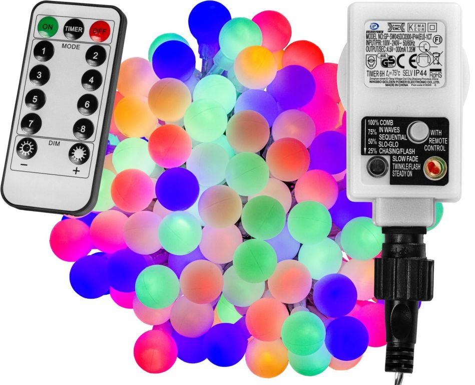 VOLTRONIC® Párty LED osvětlení 10 m - barevné 100 diod + ovladač VOLTRONIC®