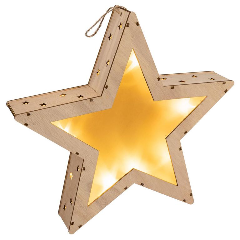 Nexos 65859 Vánoční dřevěná hvězda s 3D efektem