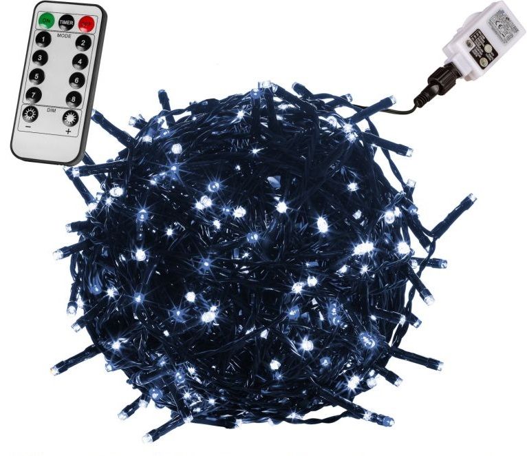 VOLTRONIC® 59756 Vánoční LED osvětlení 5 m - studená bílá 50 LED + ovladač - zelený kabel VOLTRONIC®