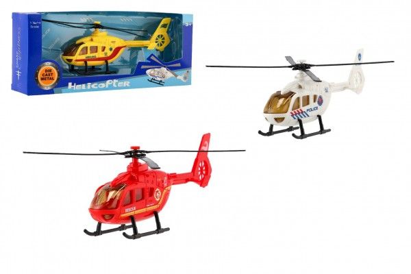 Vrtulník/Helikoptéra záchranných složek kov/plast 18cm Teddies