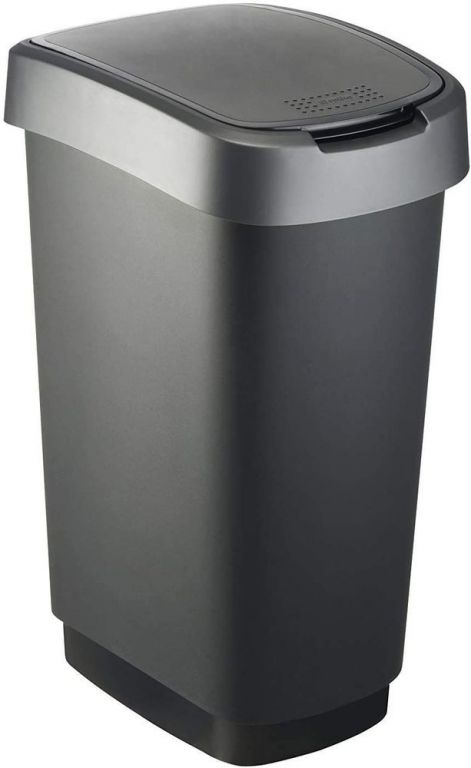 TWIST odpadkový koš 50 L - stříbrná Rotho
