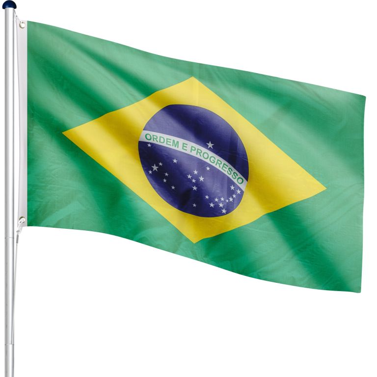 FLAGMASTER Vlajkový stožár vč. vlajky Brazílie