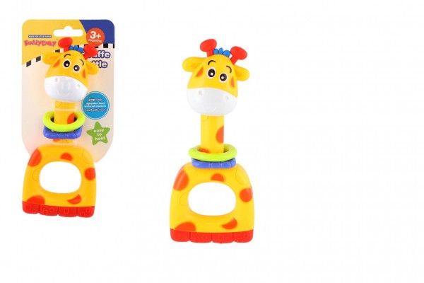 Chrastítko/kousátko/pískátko žirafa plast 7x16cm Teddies
