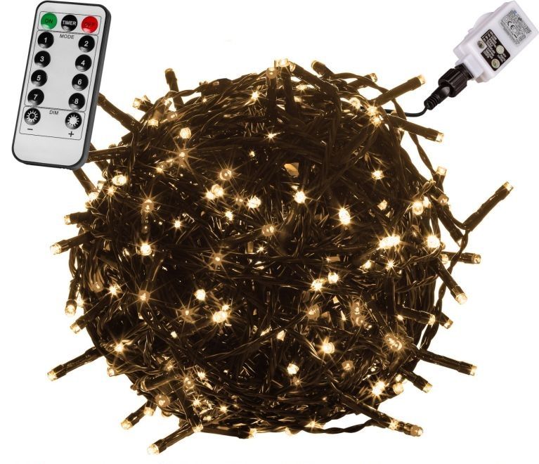 VOLTRONIC® 59744 Vánoční LED osvětlení 20 m - teple bílá 200 LED + ovladač - zelený kabel VOLTRONIC®