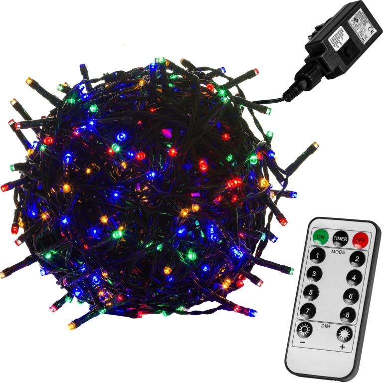 VOLTRONIC® 59755 Vánoční LED osvětlení 5 m - barevná 50 LED + ovladač - zelený kabel VOLTRONIC®